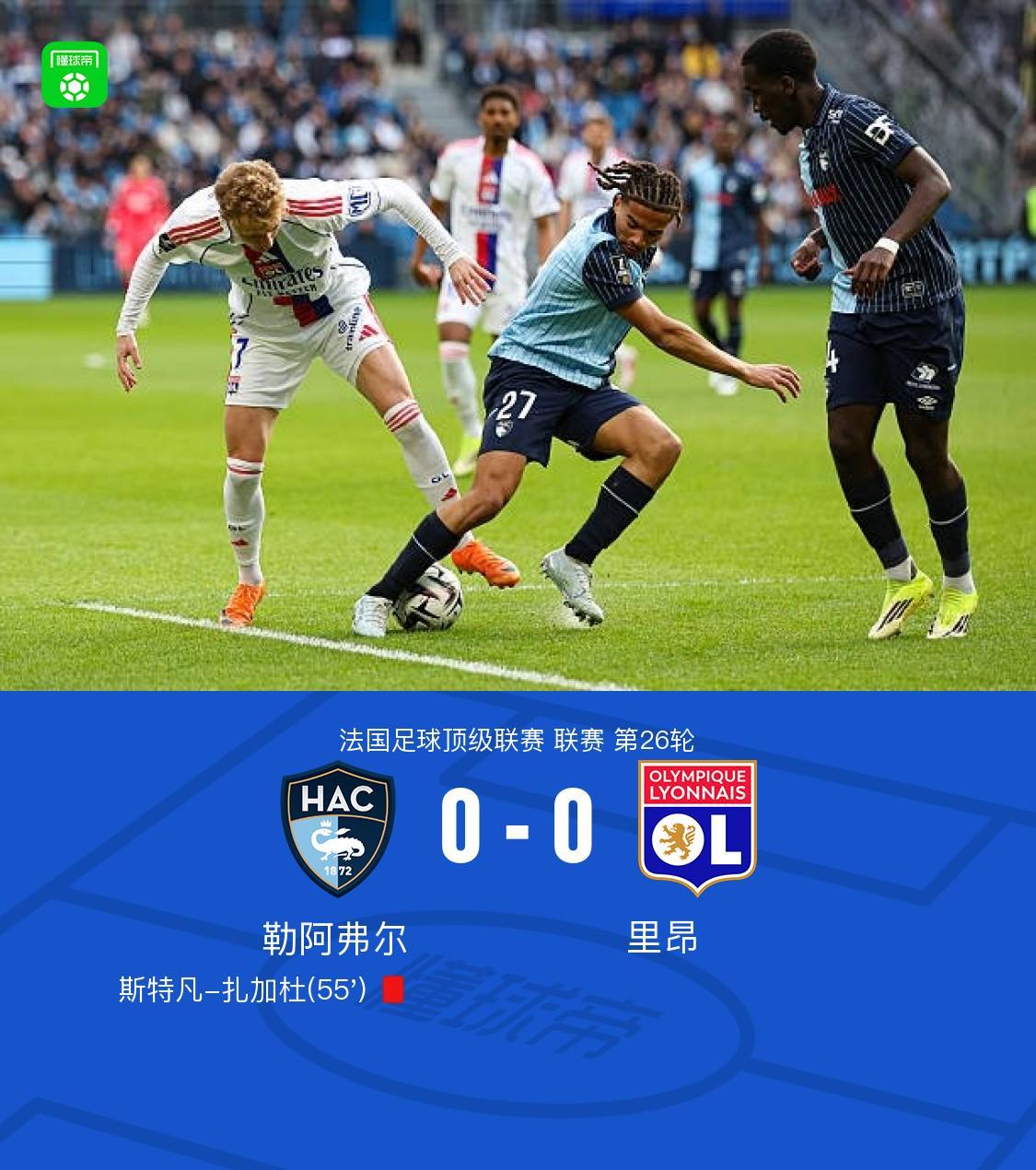 开云体育app官网-里昂客场0-0十人勒阿弗尔，斯特凡-扎加杜染红，内戈抽射中柱